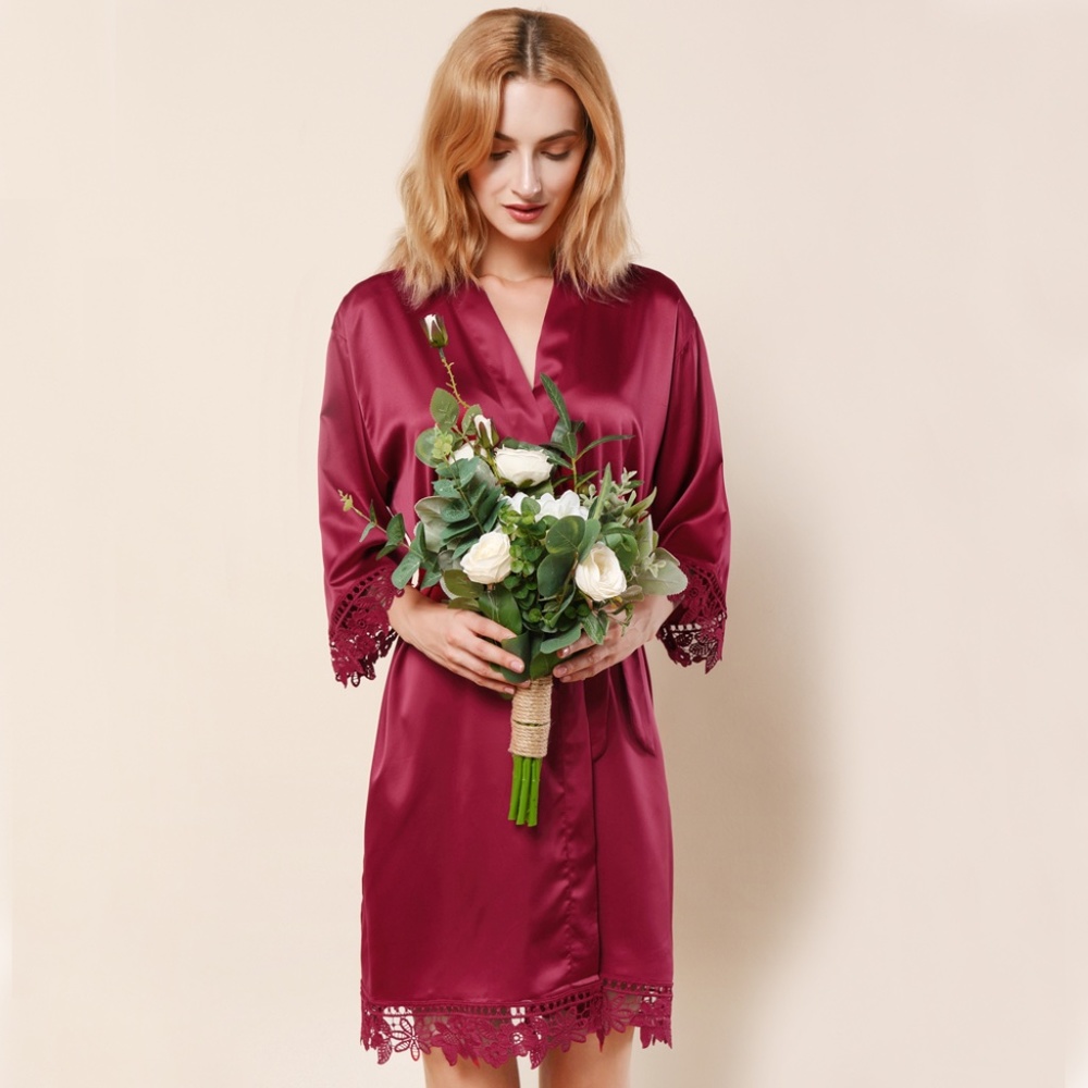 Burgundy Satin Robe Silk
